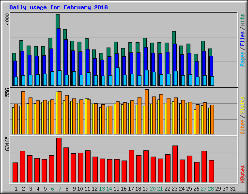 Daily usage for February 2010